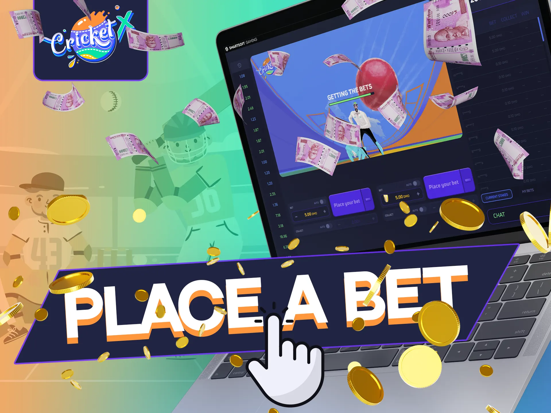 Learn how to make bets in the Cricket-X game.