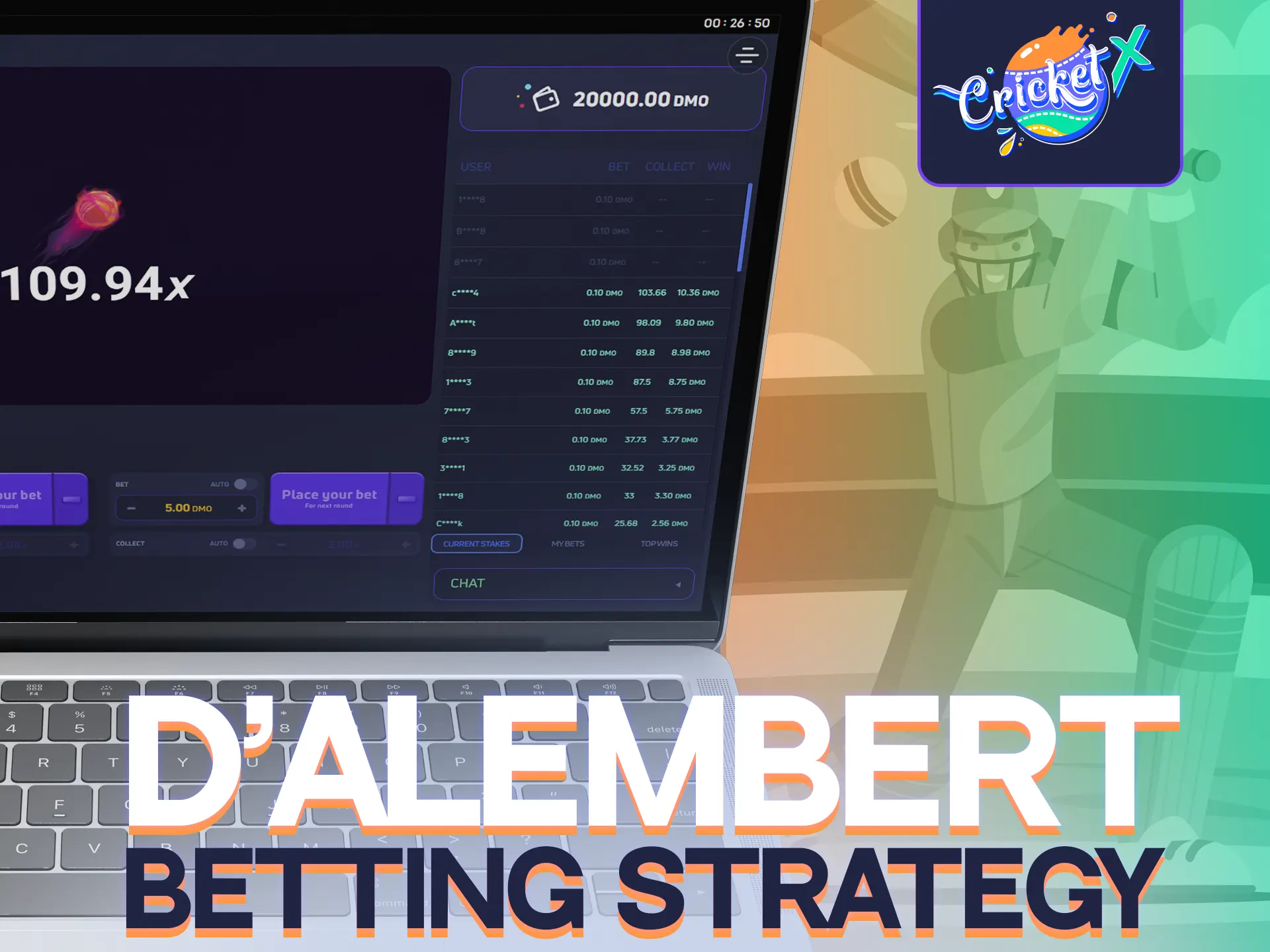 Try d'Alembert strategy to minimize your risks playing Cricket-X game!