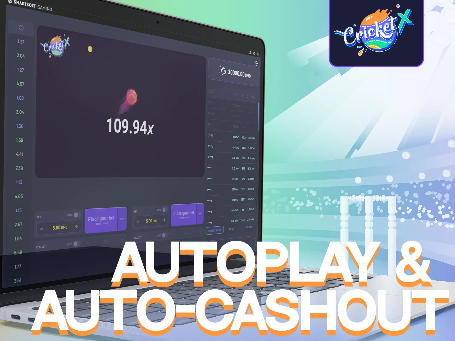 Check out the Auto Bet and Auto Cash Out features in Cricket-X.