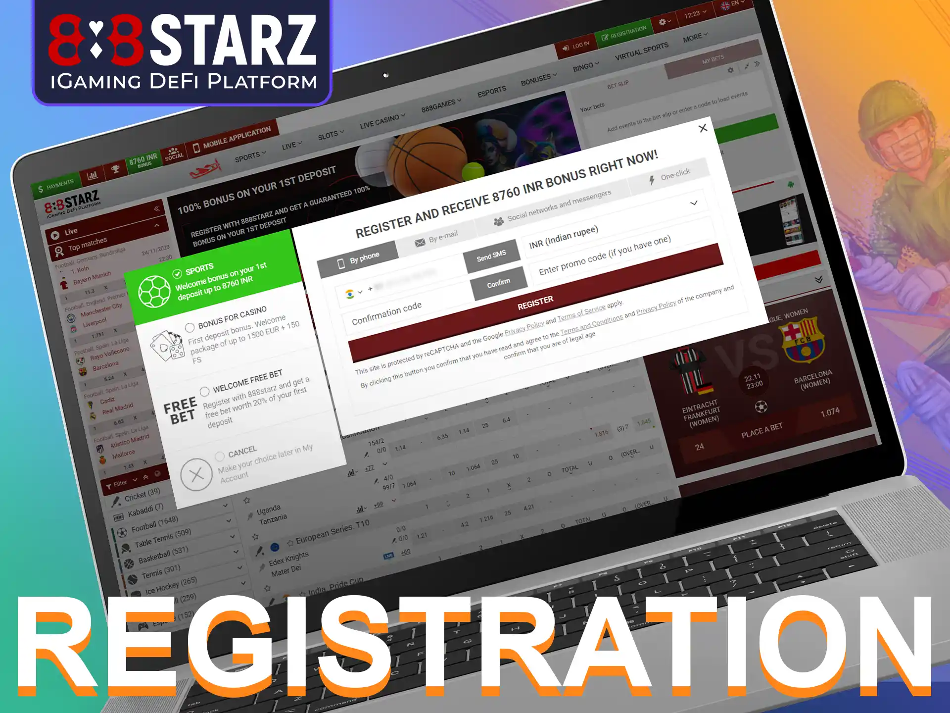 To start playing Cricket X, register at 888Starz and create your personal account.