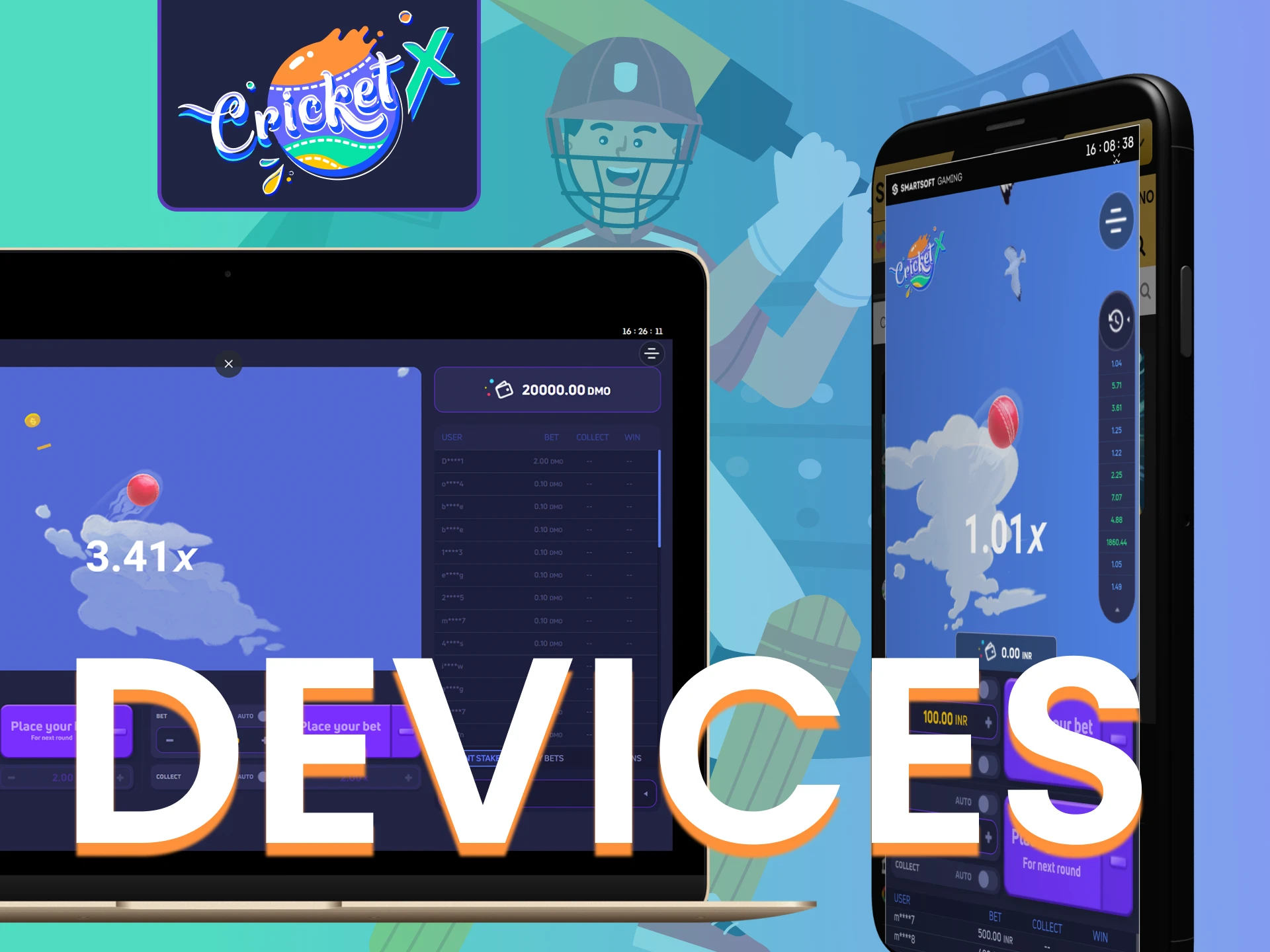 Find out on which devices you can play Cricket X.