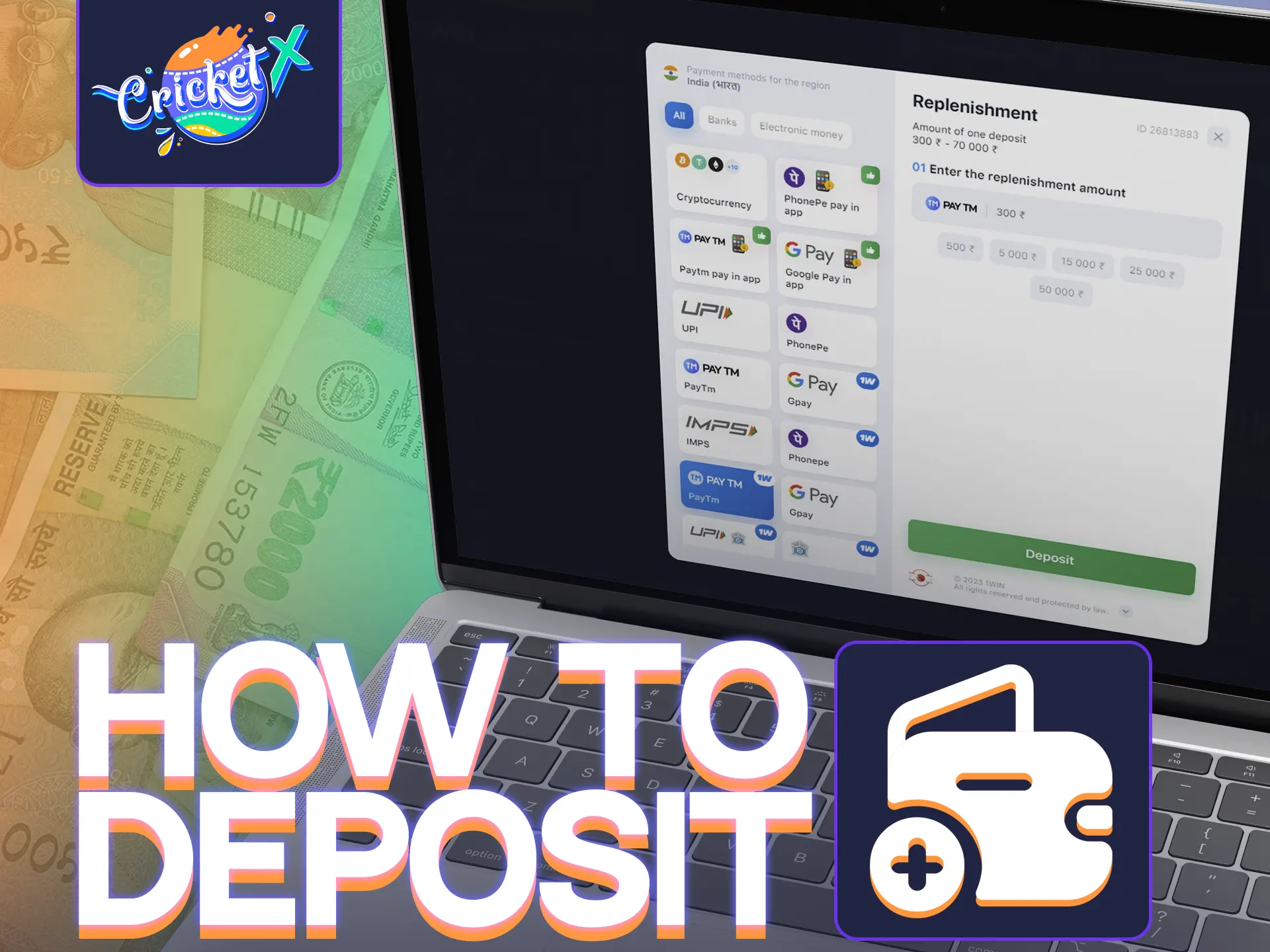Learn how to make a deposit for the Cricketx game.