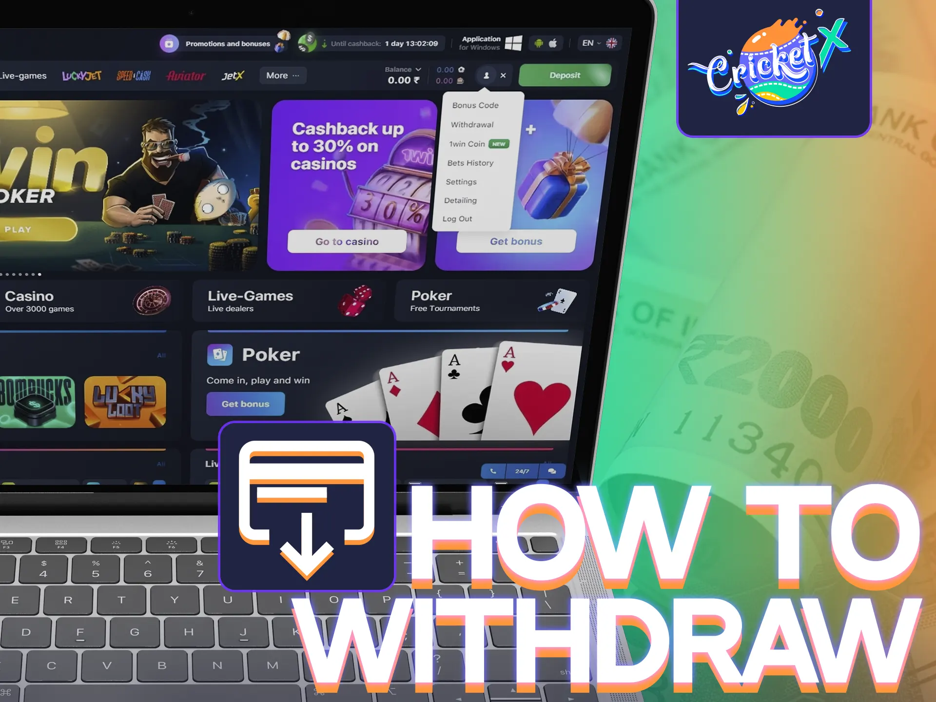 Find out how to withdraw winnings from the CricketX game.