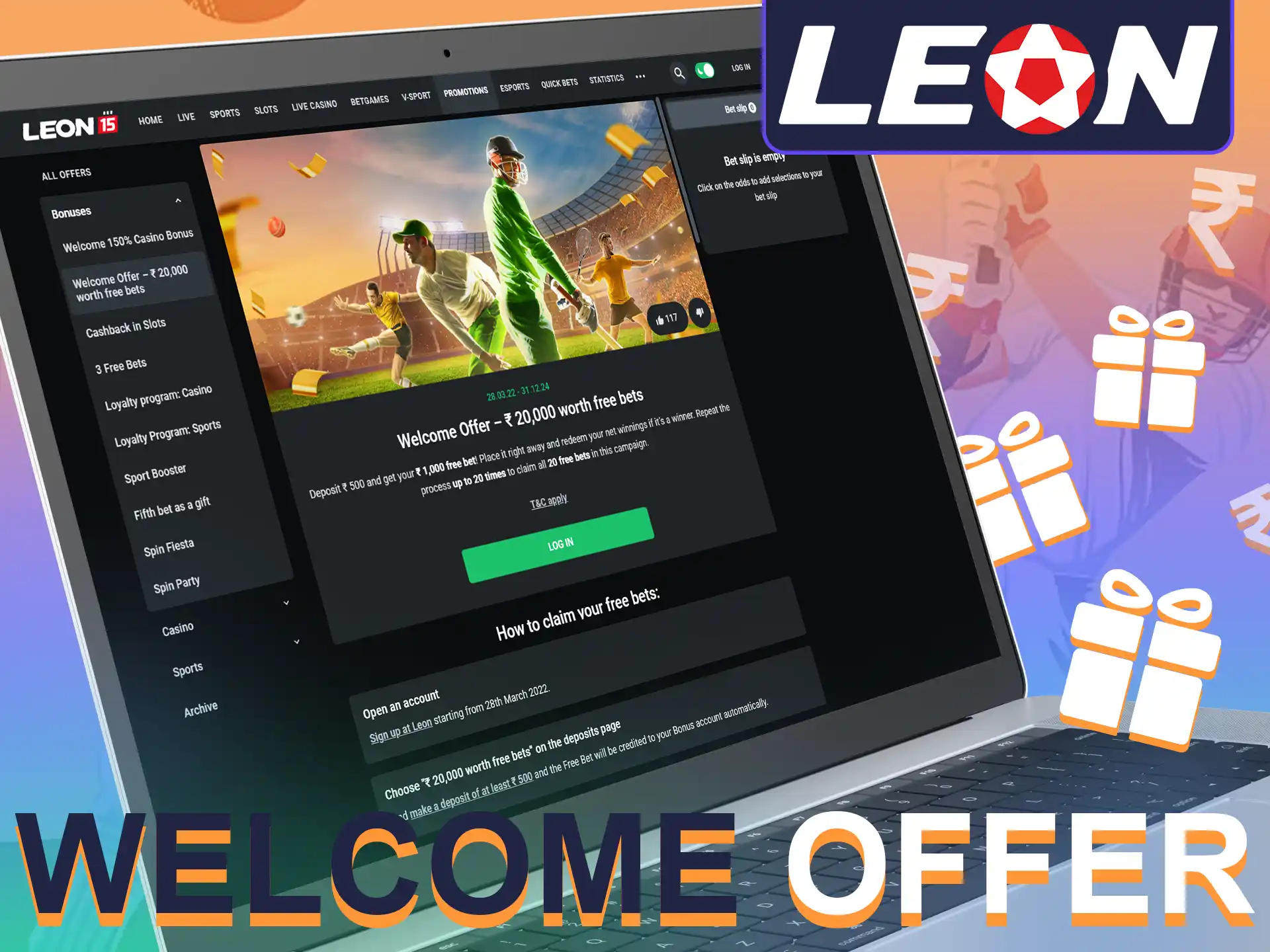 Leon Bet offers you a welcome offer of 20 free bets for new players.