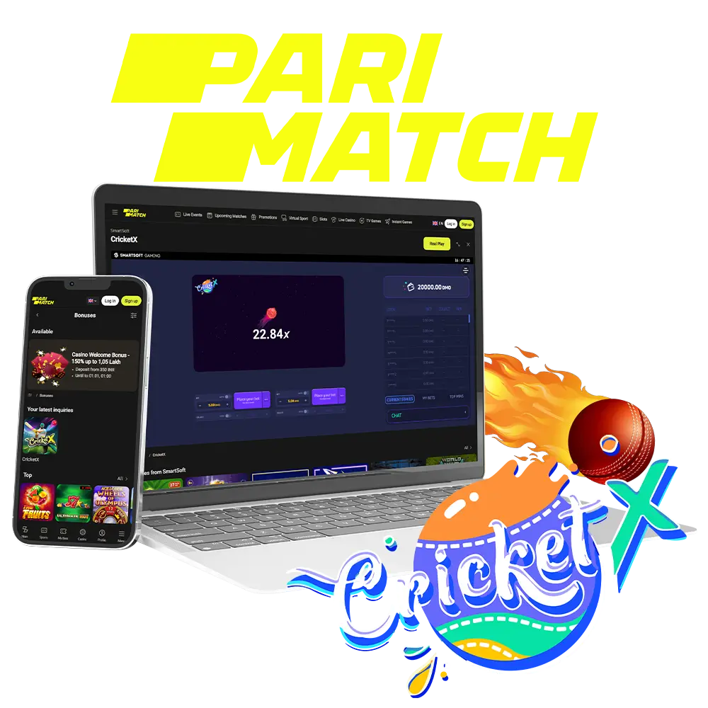 Parimatch bookmaker offers to play the Cricket X game and claim your welcome bonus.