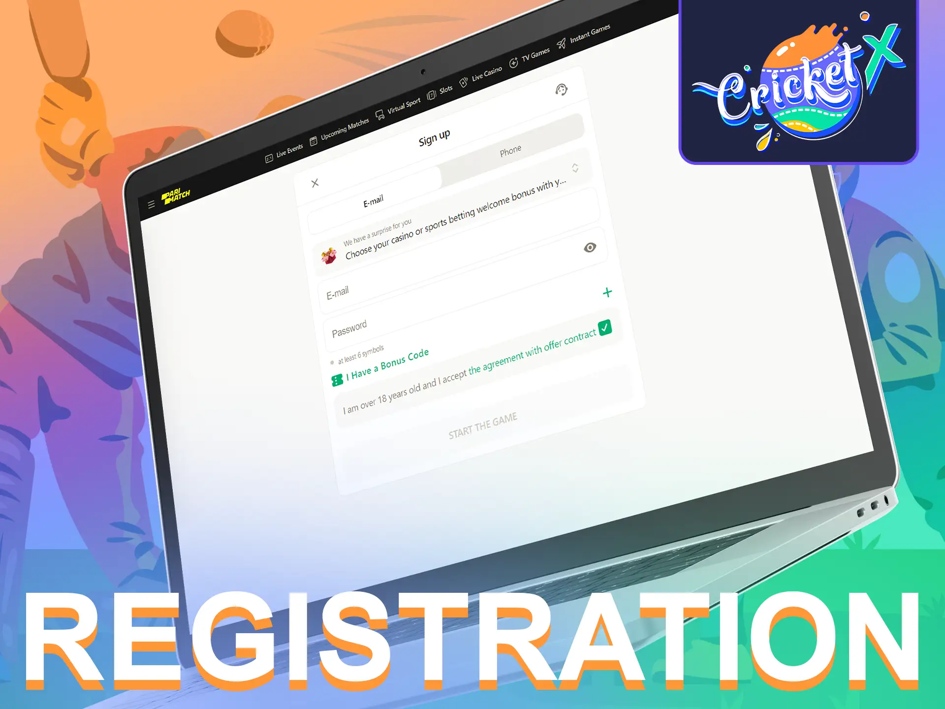 Parimatch registration takes just a few minutes, go to the official website and click on the registration button.