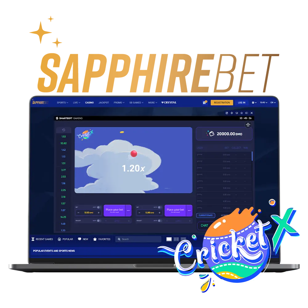 Play Cricket X through bookmaker SapphireBet and multiply your winnings.