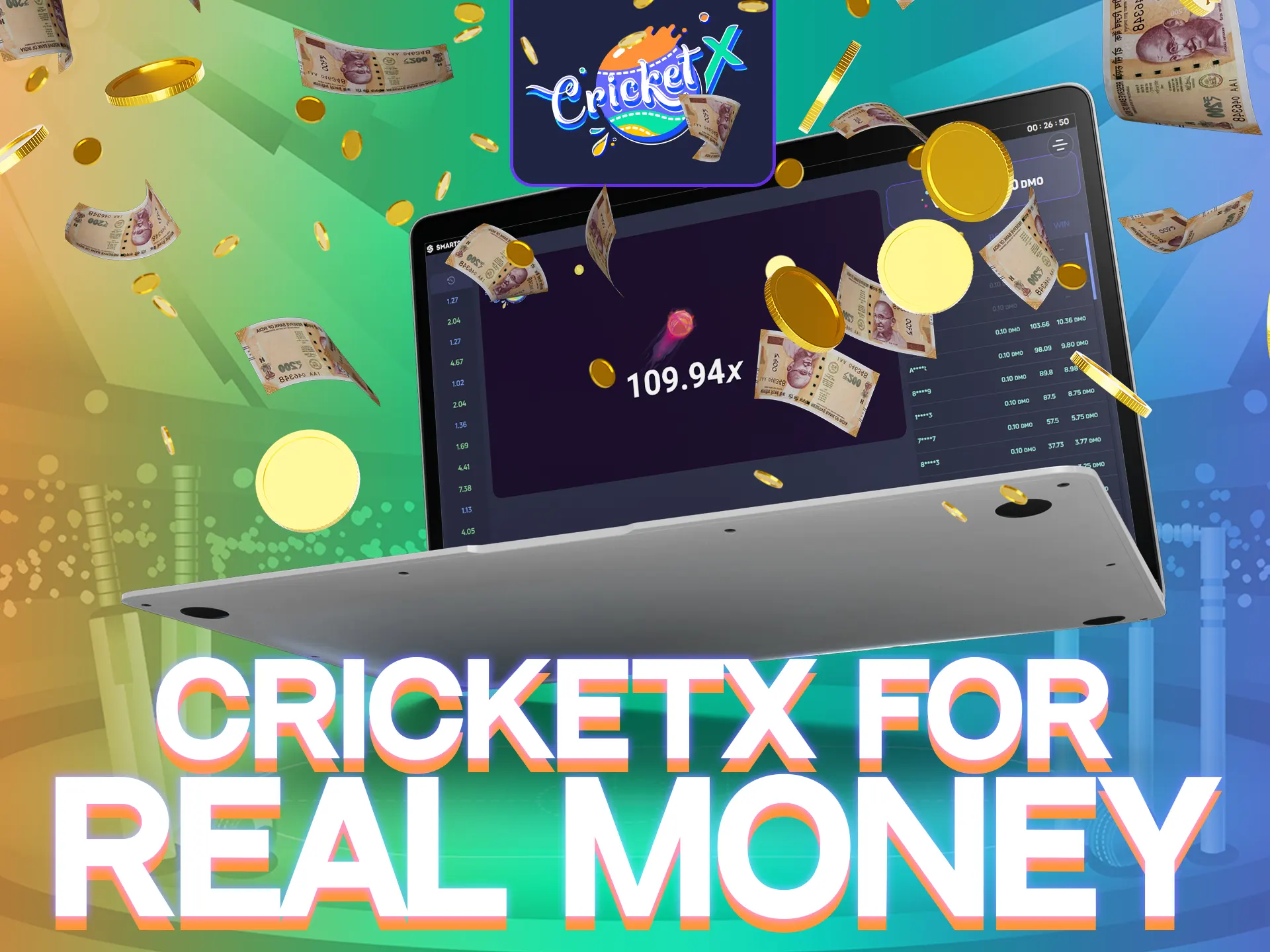 To play Cricket X for real money, verify your casino account with ID proofs.