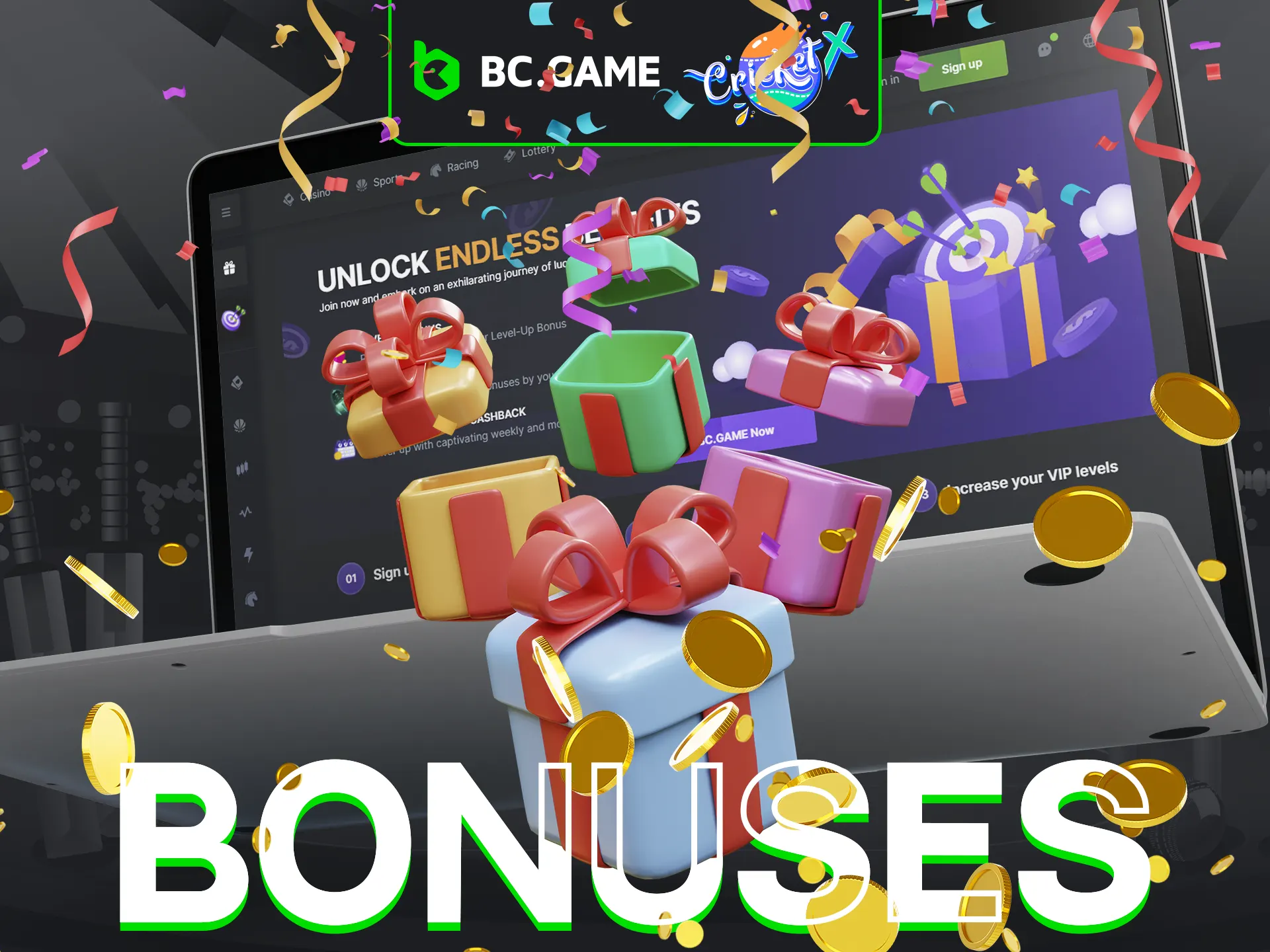 BC Game rewards players with generous bonuses, up to 300%.