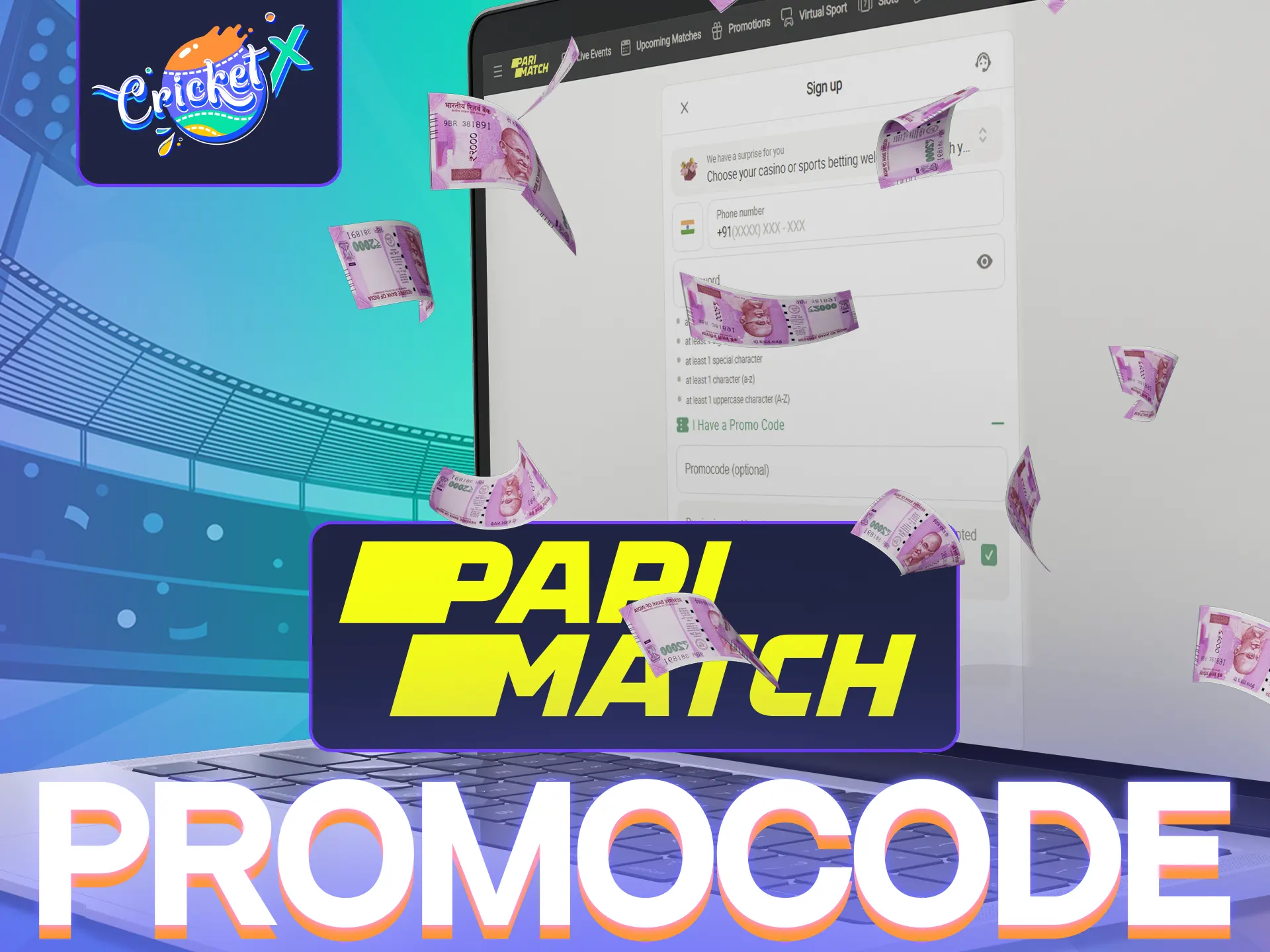 Unlock 150% bonus on Parimatch with Cricket X Promo Code.