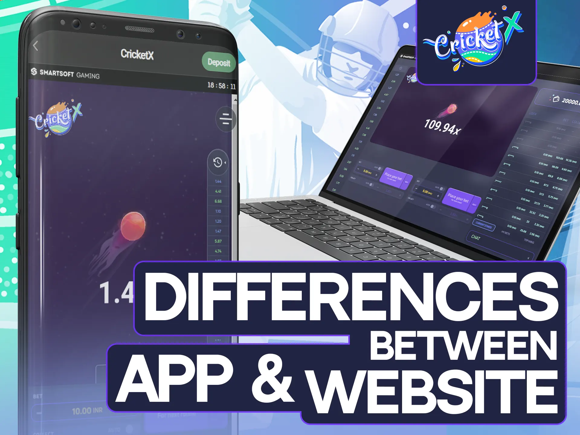 App and site offer similar features for Cricket X.