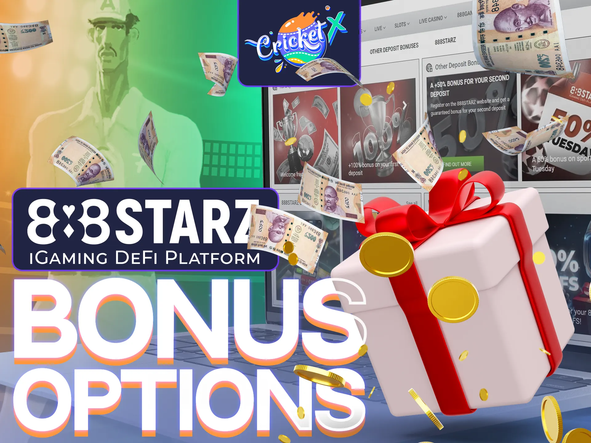 888Starz provides lucrative bonuses for Cricket X players.