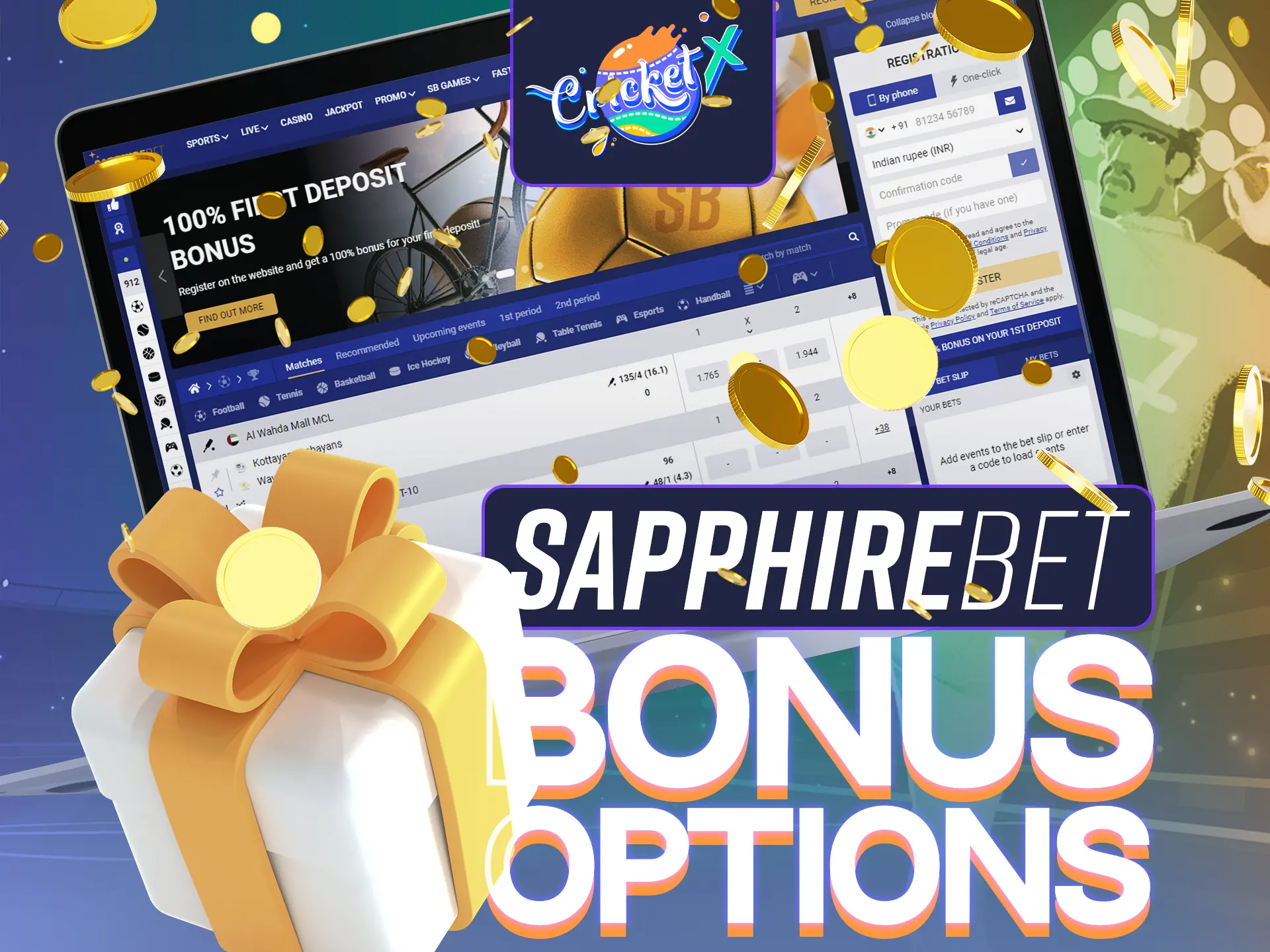 SapphireBet offers enticing bonuses for Cricket X players.